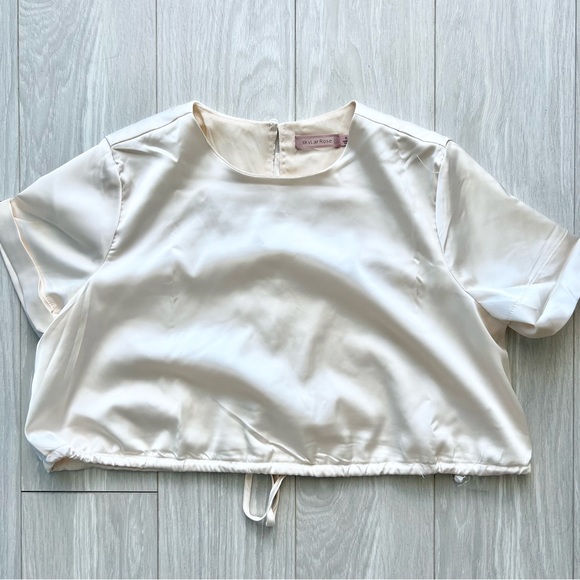 SKYLAR ROSE Two Piece Satin Wide Leg Drawstring Pant & Crop Top - Picture 5 of 12